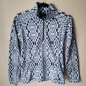 Marmot Half Zip Pullover Lightweight Geo Print Fleece Jacket Small Blue